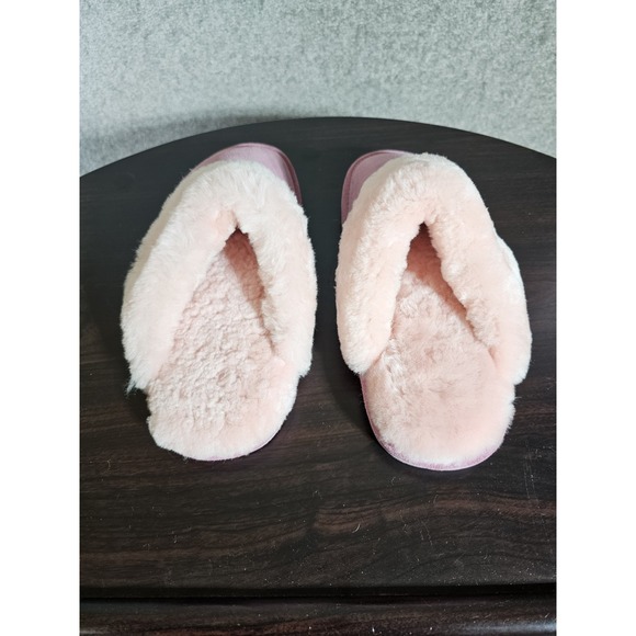 Dije Leather Fur Sheepskin Lined Slip On Slippers Womens Size Large Pink - Picture 3 of 12